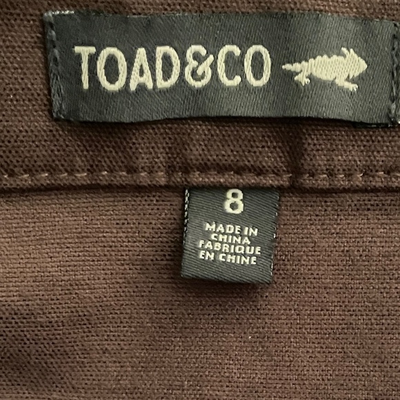 TOAD&CO Brown Button Front Skirt SZ 8 - Picture 5 of 5